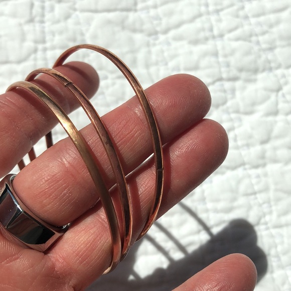 Bangle Set: Copper Plated, Copper Tones, Rose Gold Tones - 8 in All - Picture 5 of 11